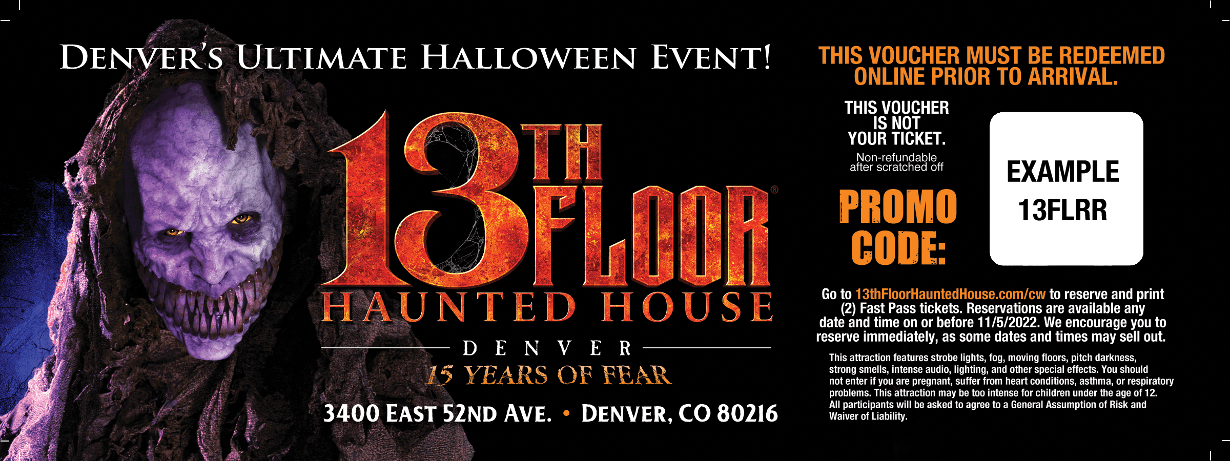 Redeem Voucher 13th Floor Haunted House Denver
